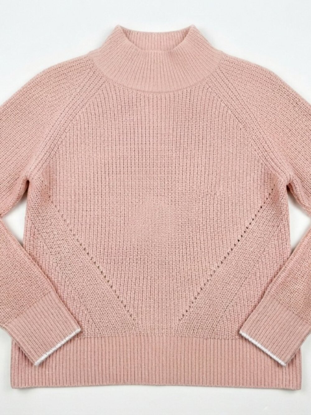 Gap NWT 100% Cotton Ribbed Shaker Knit Mock TurtleNeck Sweater Blush XS Petite